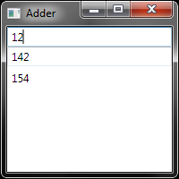 Screenshot of the basic adder application