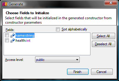 Generate constructor screenshot